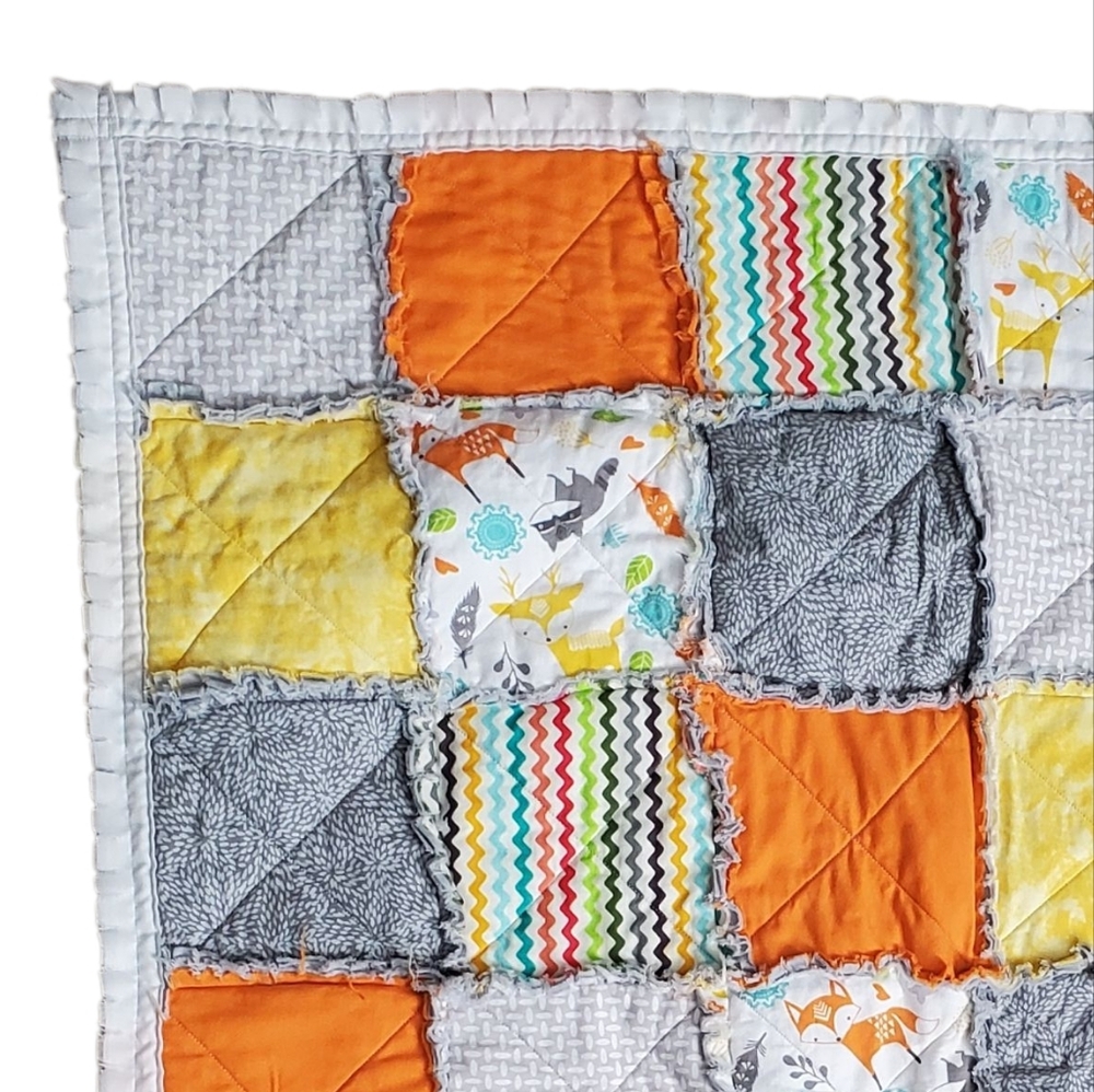 New Homemade Colorful Baby Boy Rag Quilt - Picture 10 of 10